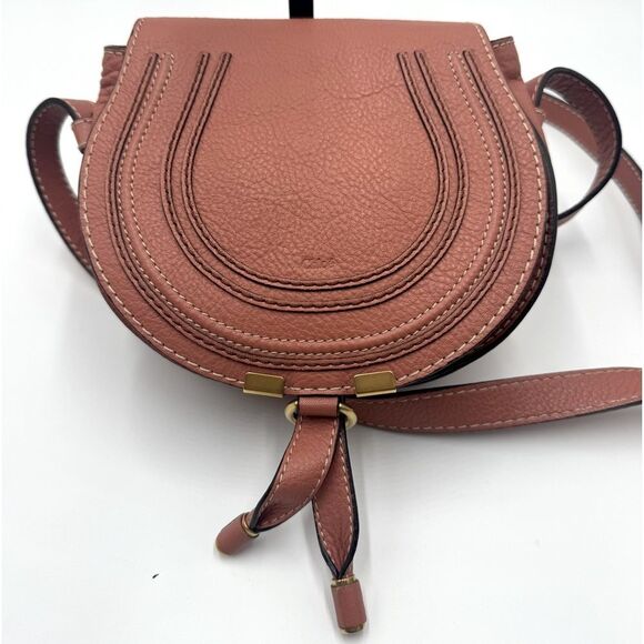 Auth Chloe Mini Marcie Pink Leather Crossbody Saddle Bag Preloved Purse - Picture 7 of 14